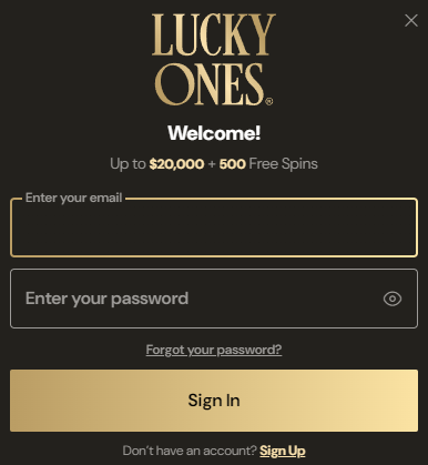 Lucky Ones Login Form